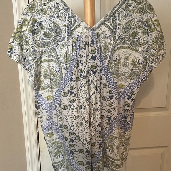 Lucky Brand Paisley V-Neck Top - Green and Blue - Picture 4 of 4